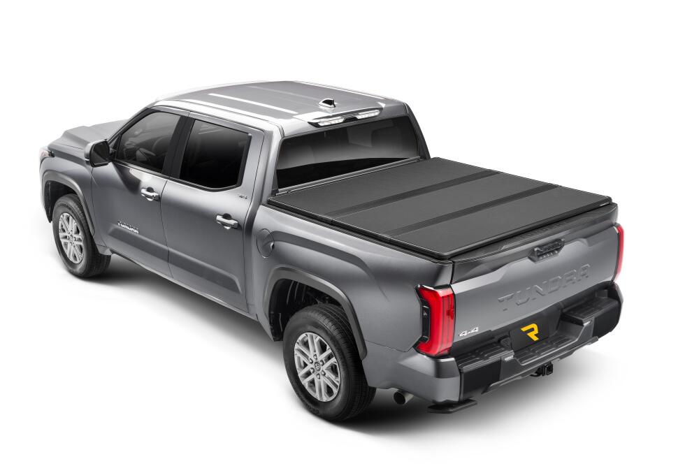 Solid Fold ALX Tonneau Cover Black Textured Paint 2022-2026 Toyota Tundra 5' 7 inch Bed with or without Deck Rail System without Trail Special Edition Storage Boxes Extang