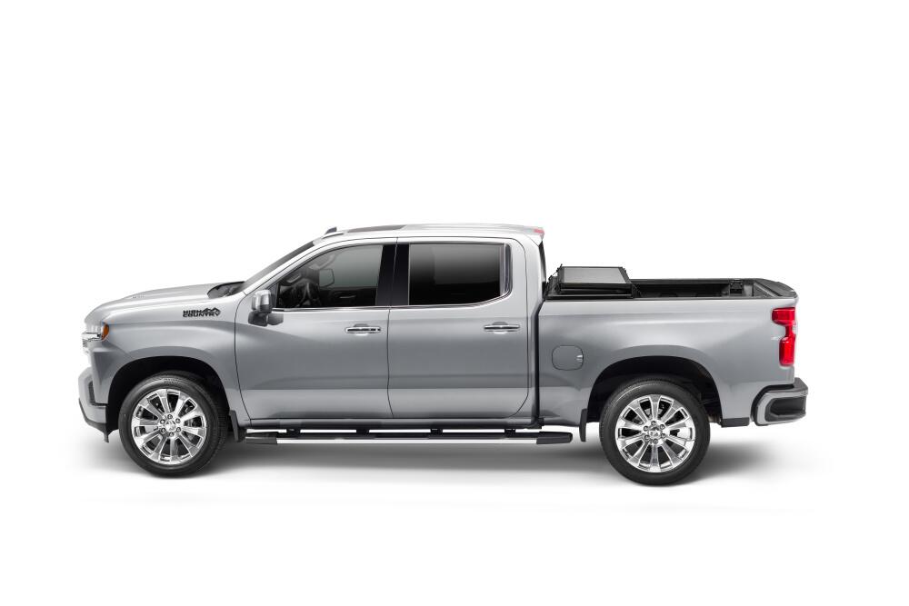 Solid Fold ALX Tonneau Cover Black Textured Paint 2020-2026 Silverado/Sierra 2500 HD/3500 HD 8' Bed without Factory Side Storage Boxes Extang