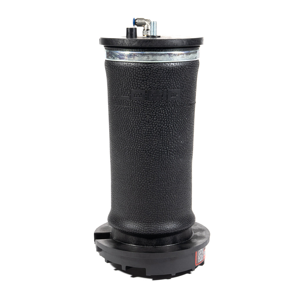 Replacement Passenger Side Air Spring (IQ-ASA-52220-P) with Elbow Fitting Installed LogiQ Suspension