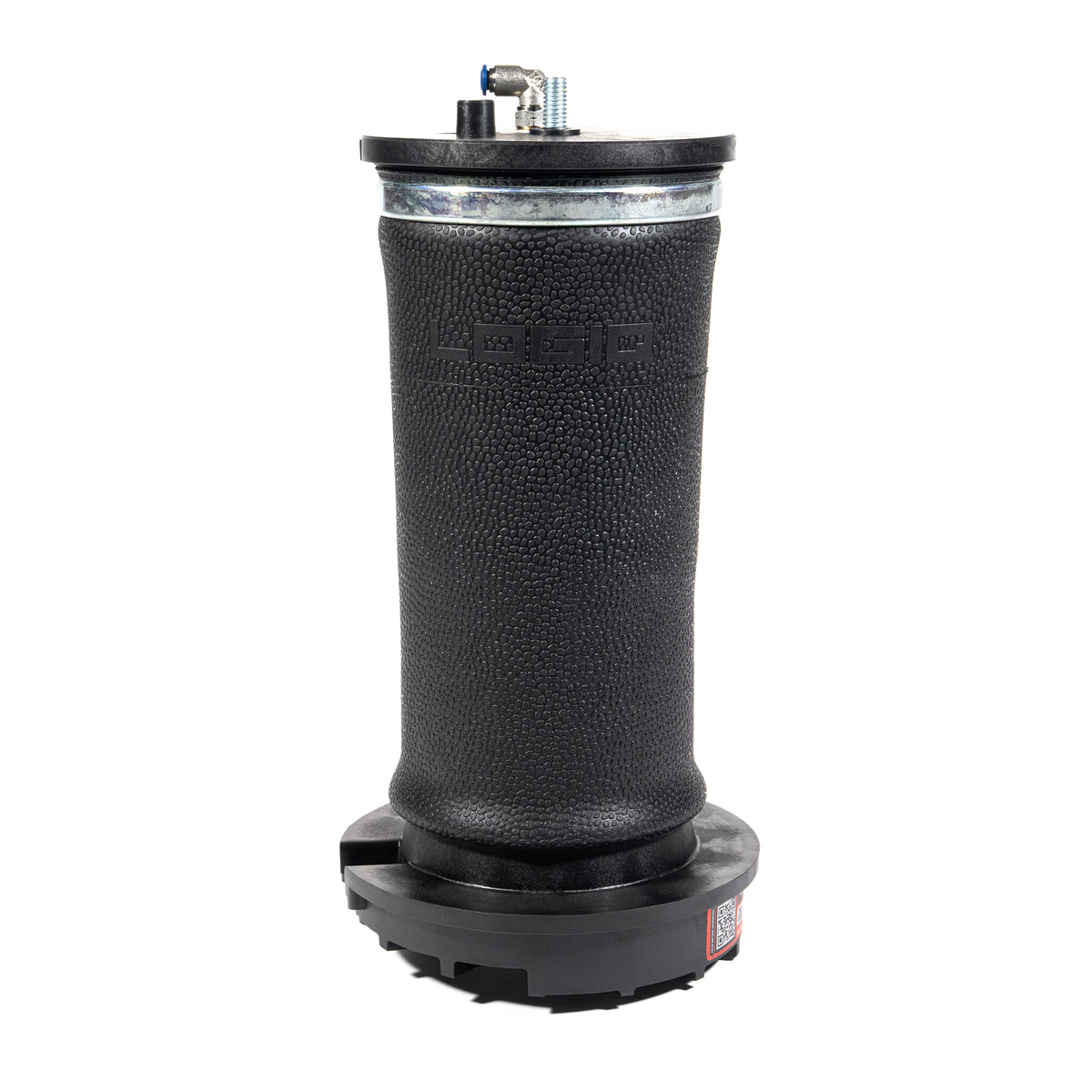 Replacement Passenger Side Air Spring (IQ-ASA-52220-P) with Elbow Fitting Installed LogiQ Suspension