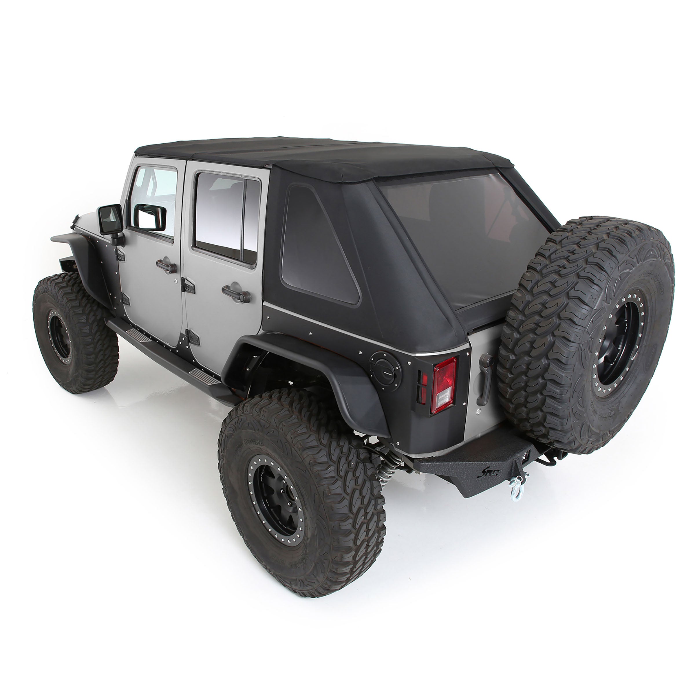 Bowless Combo Top Kit W/Tinted Windows Black Diamond 07 18 Wrangler JK 4 Door Smittybilt