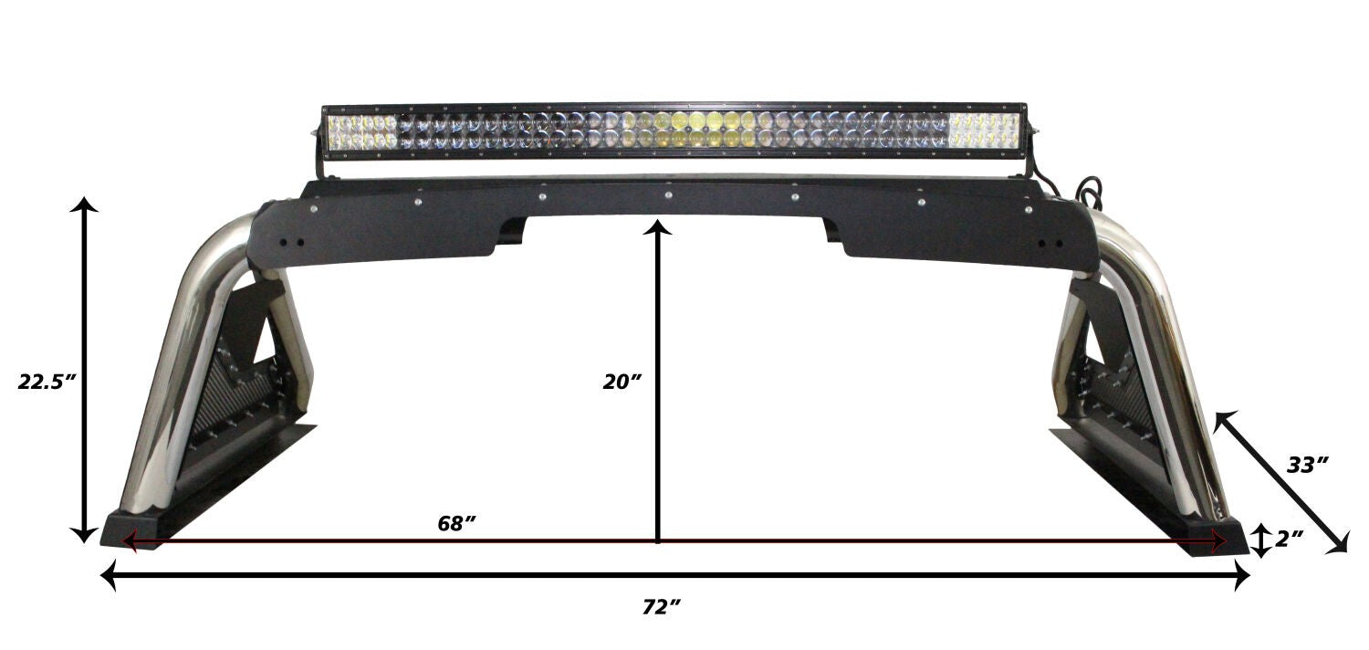 Sport Bar 2.0 with Power Actuated Retractable Light Mount Polished Stainless Steel 2007-2021 Toyota Tundra 2009-2026 Dodge Ram 1500/2500/3500 Go Rhino