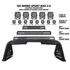 Sport Bar 2.0 with Power Actuated Retractable Light Mount Textured Black 2019-2025 Silverado 1500 Go Rhino