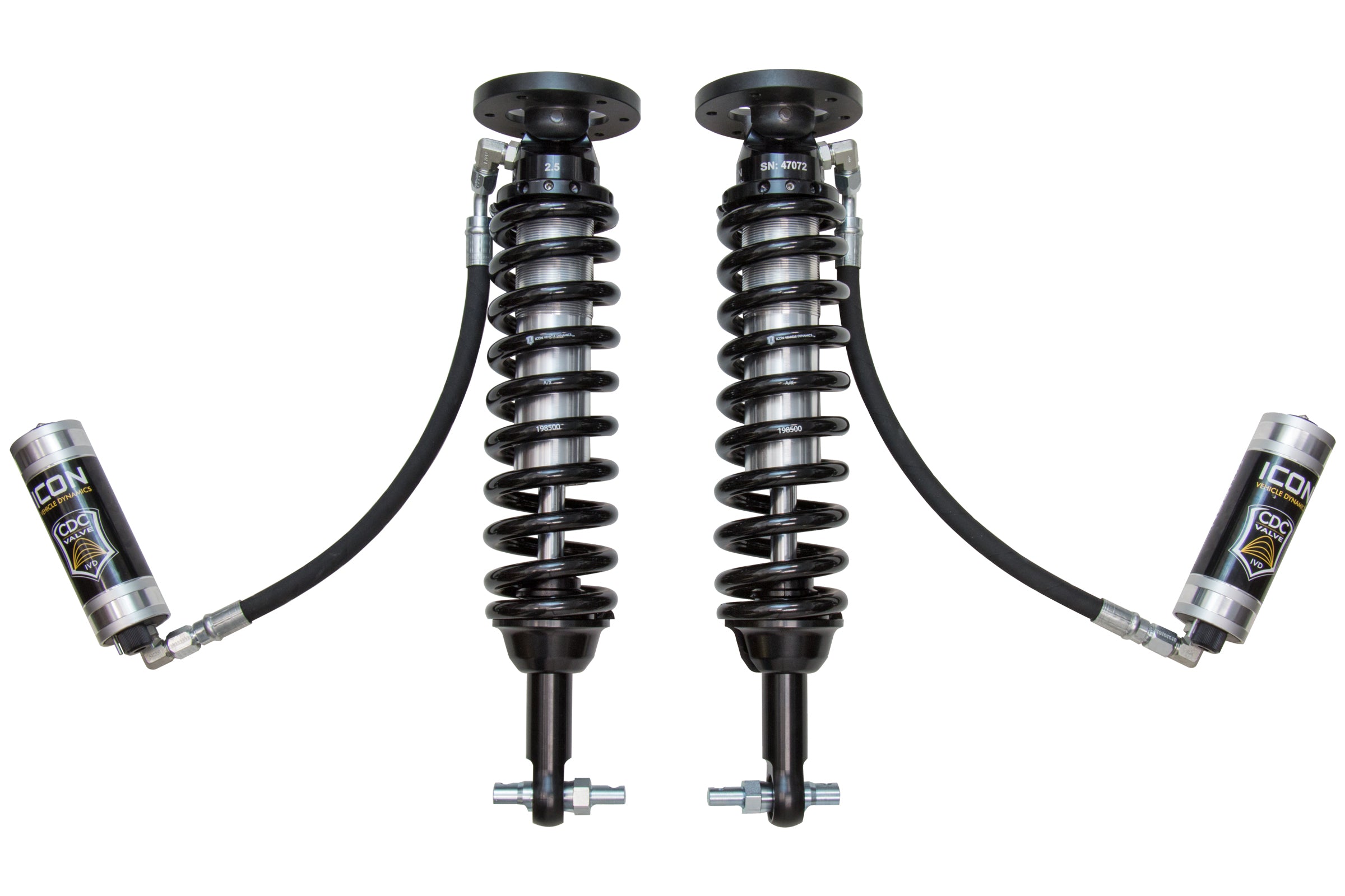 2014 Ford F-150 4WD 1.75-2.63 Inch Lift Front V.S. 2.5 Series Coilover Kit Remote Reservoir W/ CDCV Icon Vehicle Dynamics