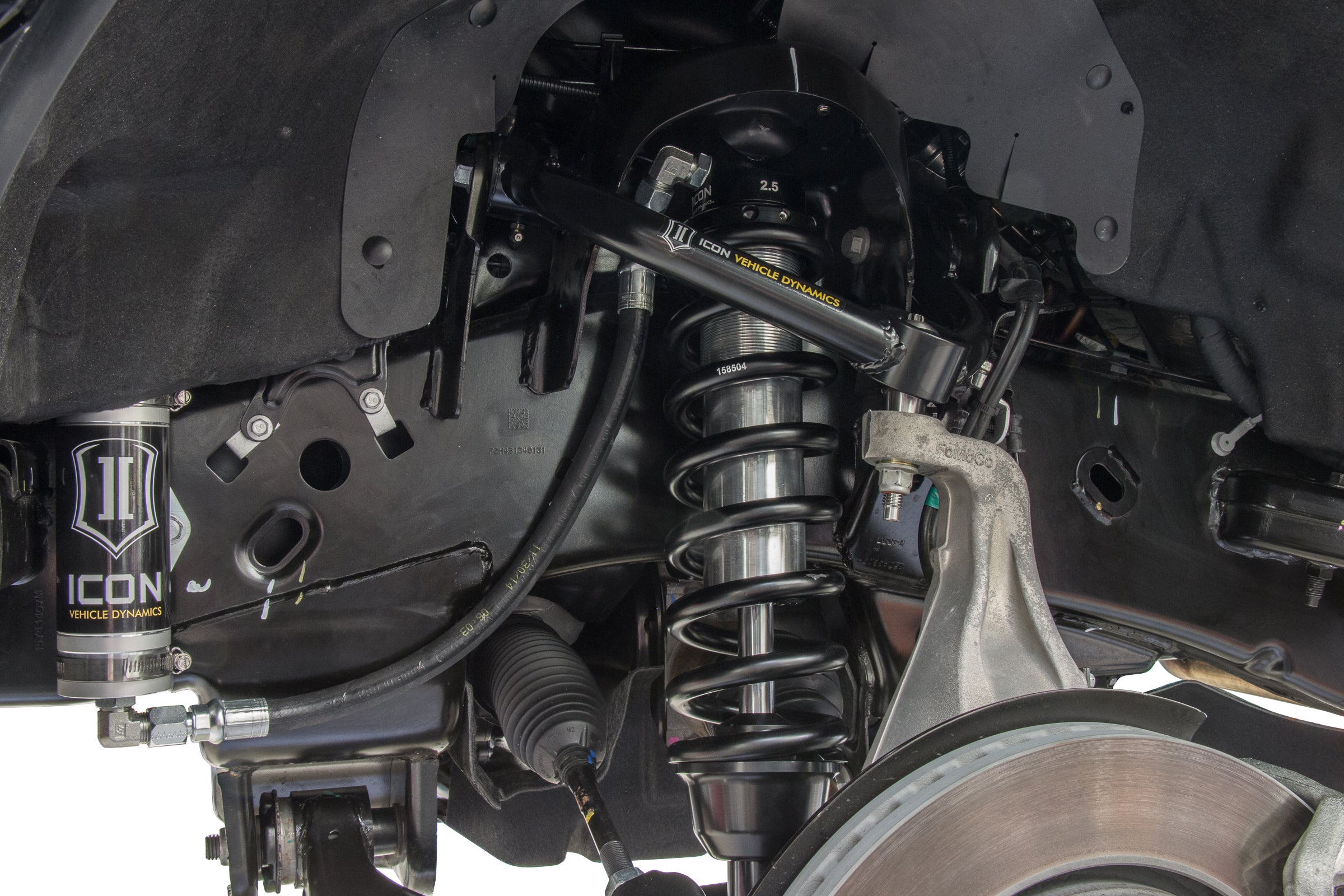 2014 Ford F-150 4WD 1.75-2.63 Inch Lift Front V.S. 2.5 Series Coilover Kit Remote Reservoir Icon Vehicle Dynamics