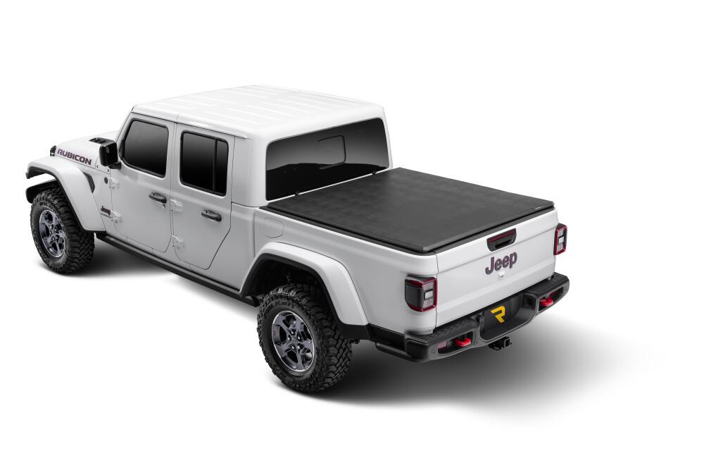 Trifecta 2.0 Tonneau Cover Black Leather Grained Fabric 2020-2025 Jeep Gladiator (JT) with or without Trail Rail System Extang