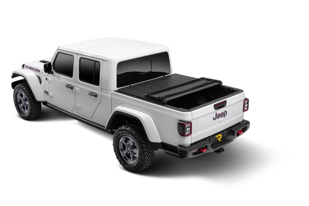 Trifecta 2.0 Tonneau Cover Black Leather Grained Fabric 2020-2025 Jeep Gladiator (JT) with or without Trail Rail System Extang