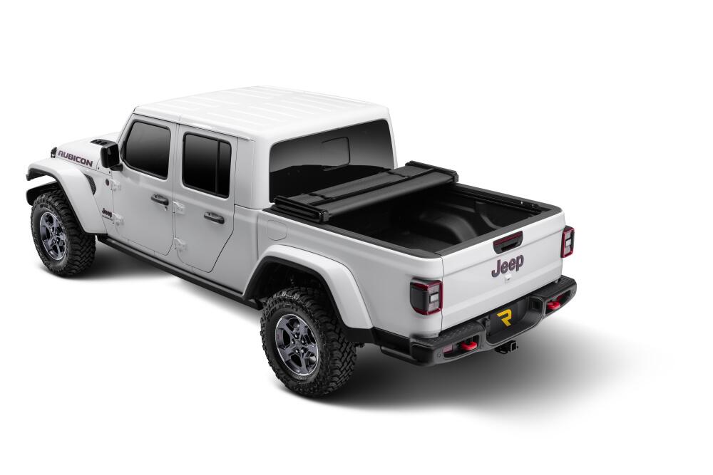Trifecta 2.0 Tonneau Cover Black Leather Grained Fabric 2020-2025 Jeep Gladiator (JT) with or without Trail Rail System Extang