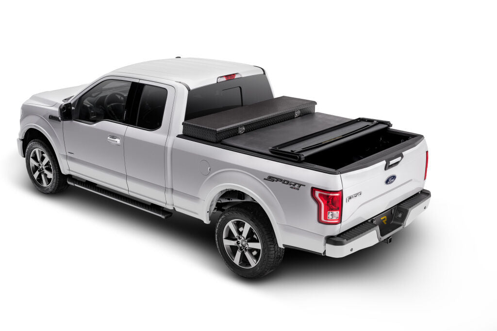 Trifecta Toolbox 2.0 Tonneau Cover Black Leather Grained Vinyl 2014-2021 Toyota Tundra 6' 7 inch Bed without Deck Rail System Extang