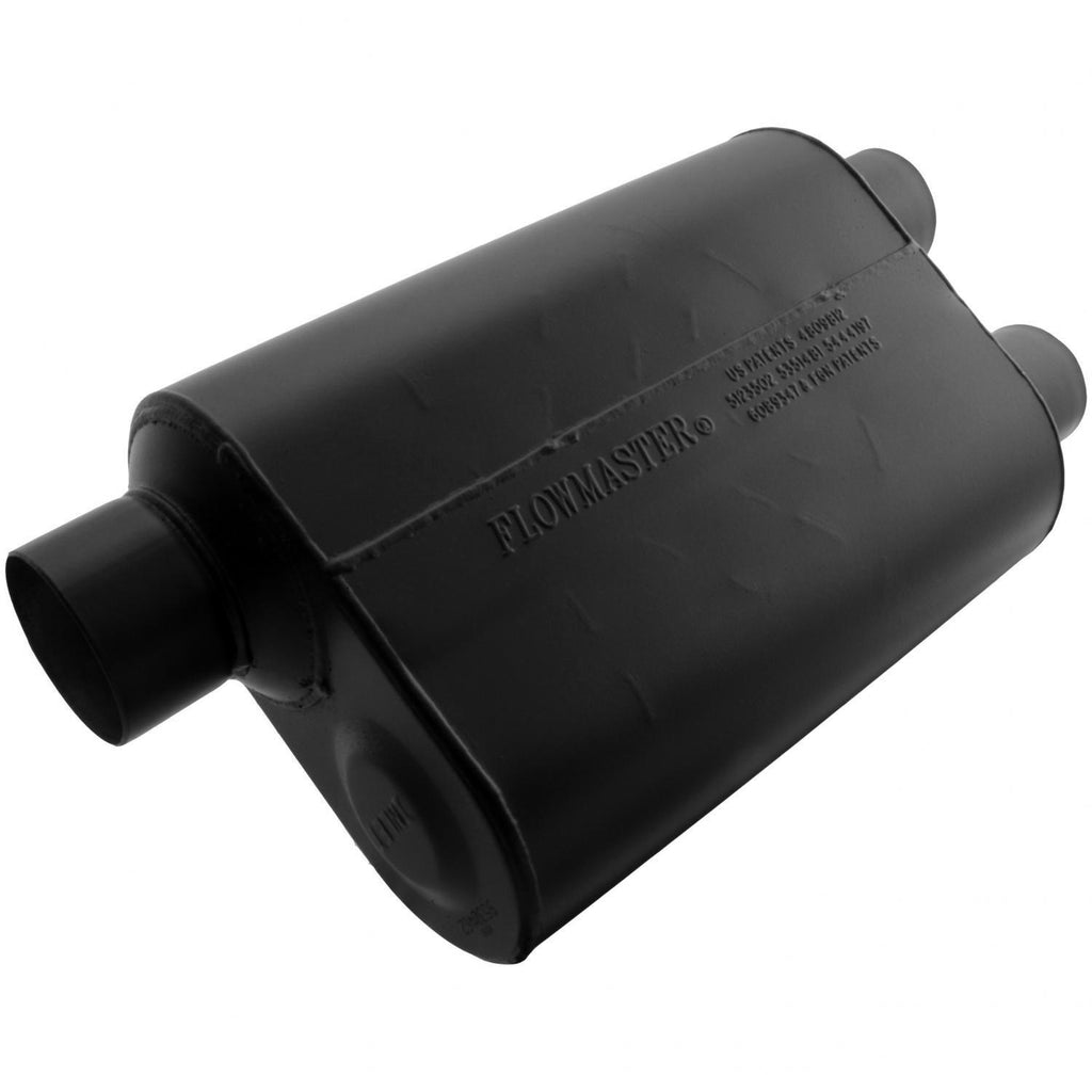 Super 40 Series Chambered Muffler Super 40 3.00 Offset In 2.50 Dual Out Aggressive Sound Flowmaster
