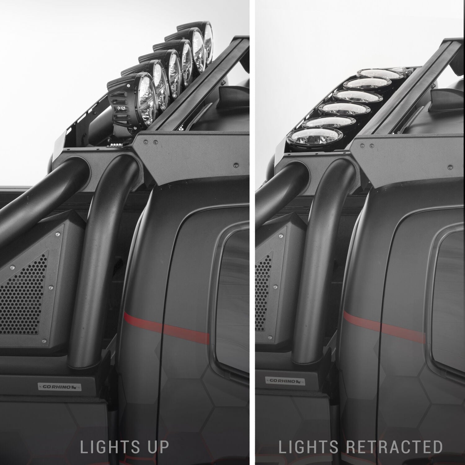 Sport Bar 2.0 Power Acuated Retractable Light Mount Conversion Kit Textured Black 2015-2025 Colorado/Canyon 2016-2023 Toyota Tacoma Go Rhino