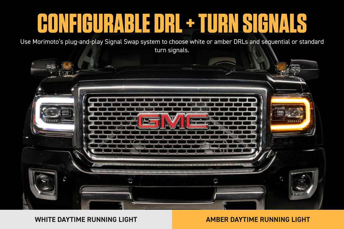 Morimoto XB Evo Headlights: 14-18 GMC Sierra / 15-19 GMC Sierra HD (Set)