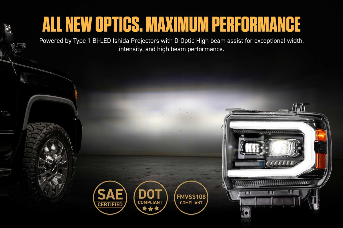 Morimoto XB Evo Headlights: 14-18 GMC Sierra / 15-19 GMC Sierra HD (Set)