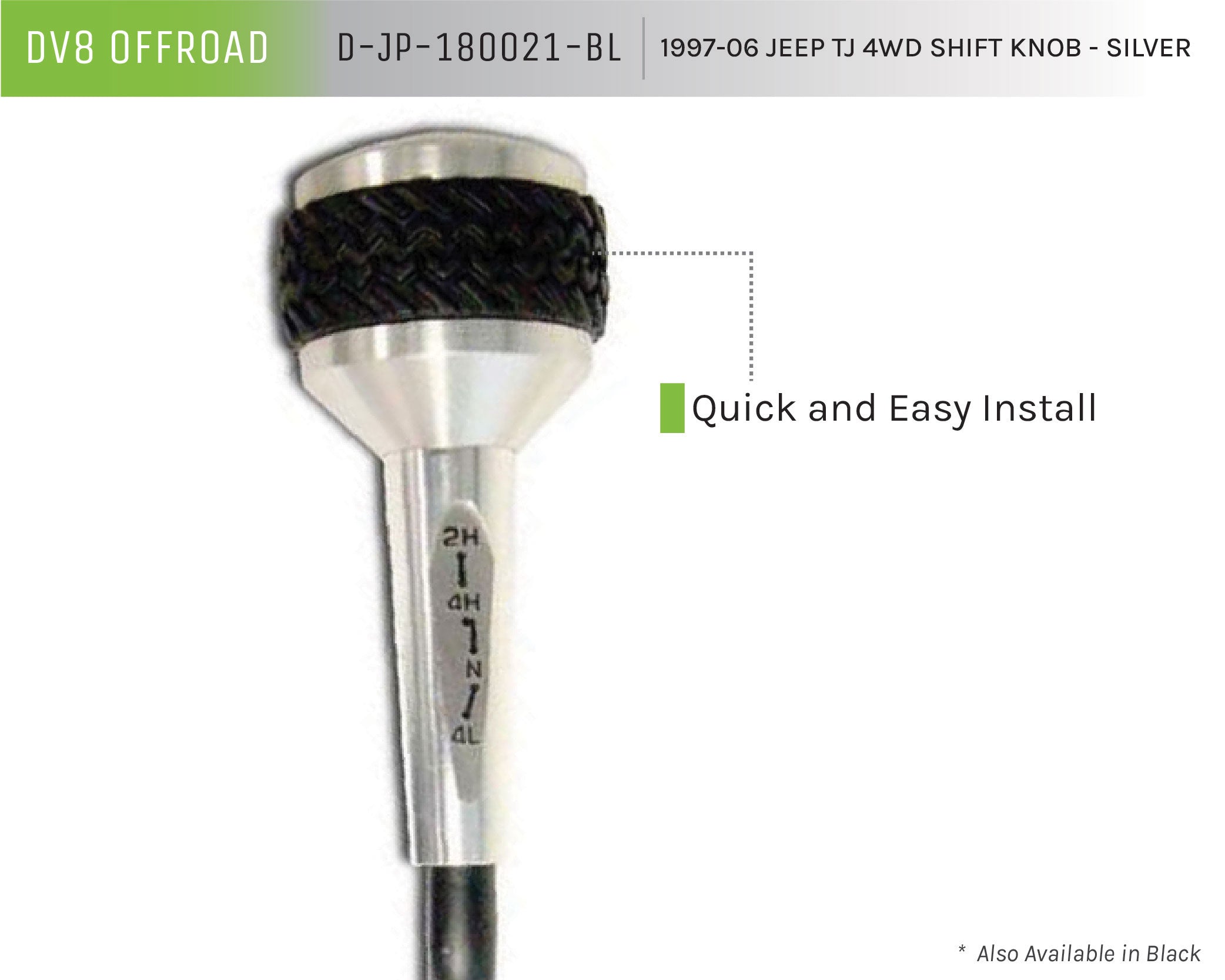 97-06 Jeep TJ 4WD Shift Knob; Silver - Apollo Off-Road