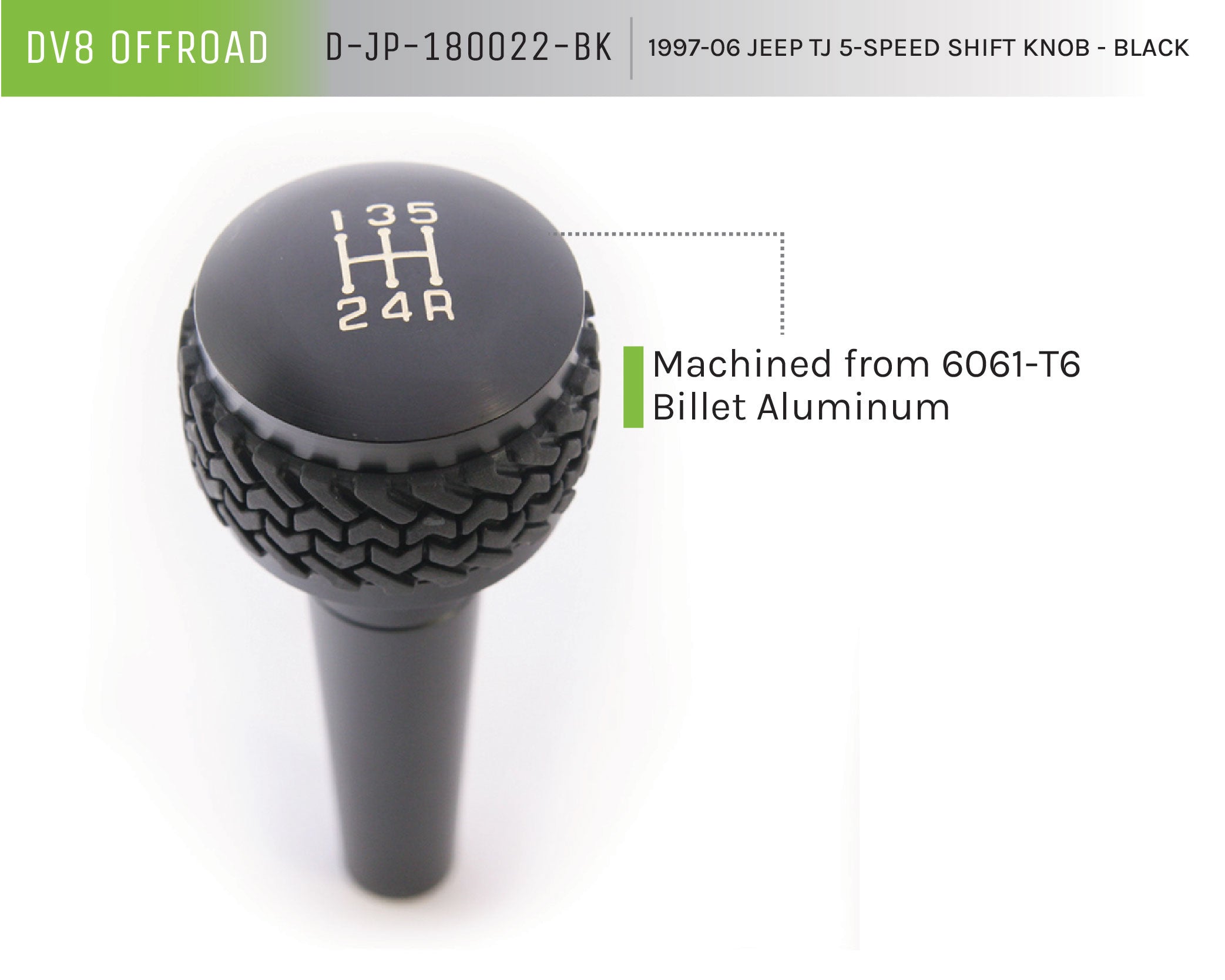 97-06 Jeep TJ 5-Speed Shift Knob; Black - Apollo Off-Road