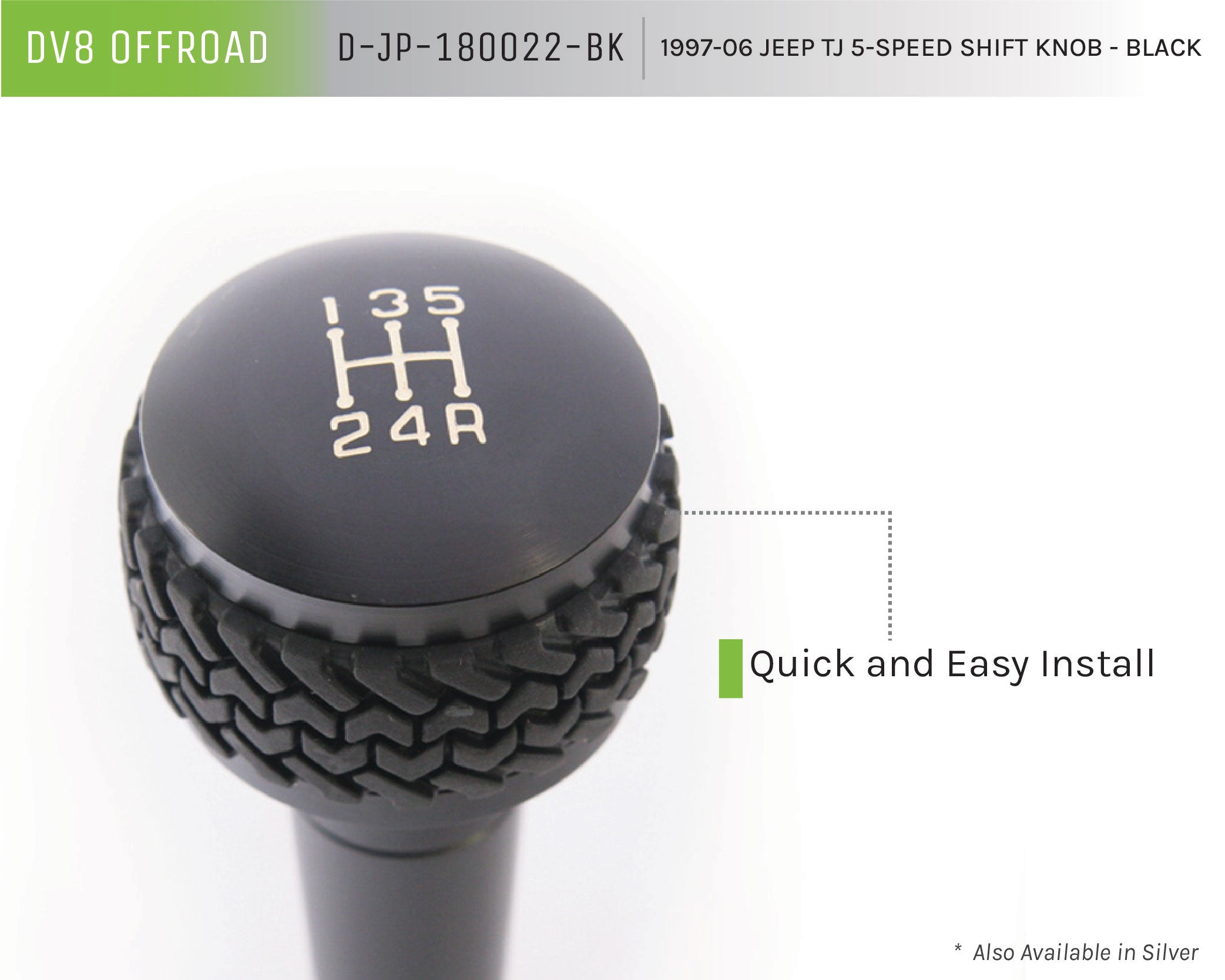 97-06 Jeep TJ 5-Speed Shift Knob; Black - Apollo Off-Road