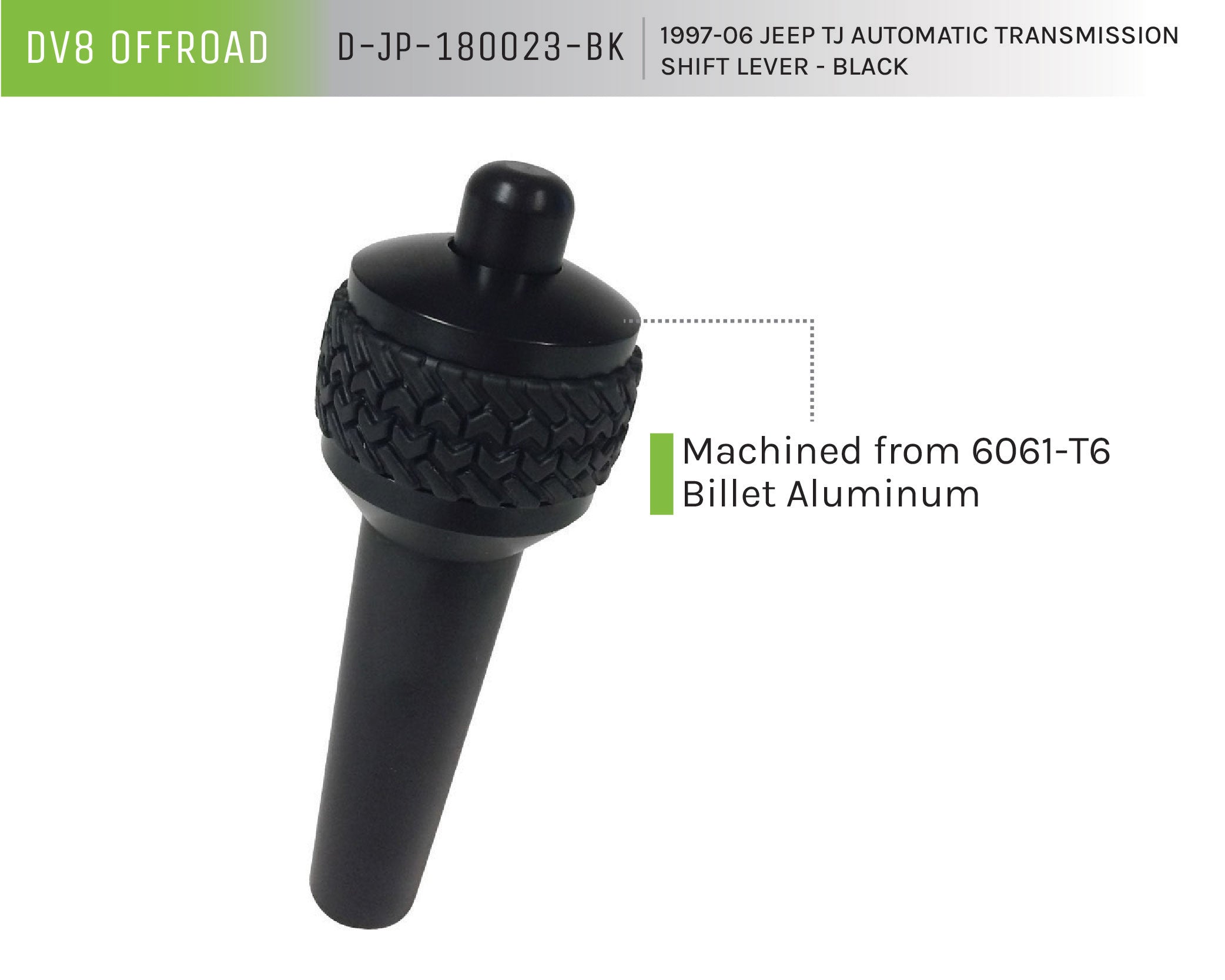 97-06 Jeep TJ Auto Trans Shift Lever; Black - Apollo Off-Road