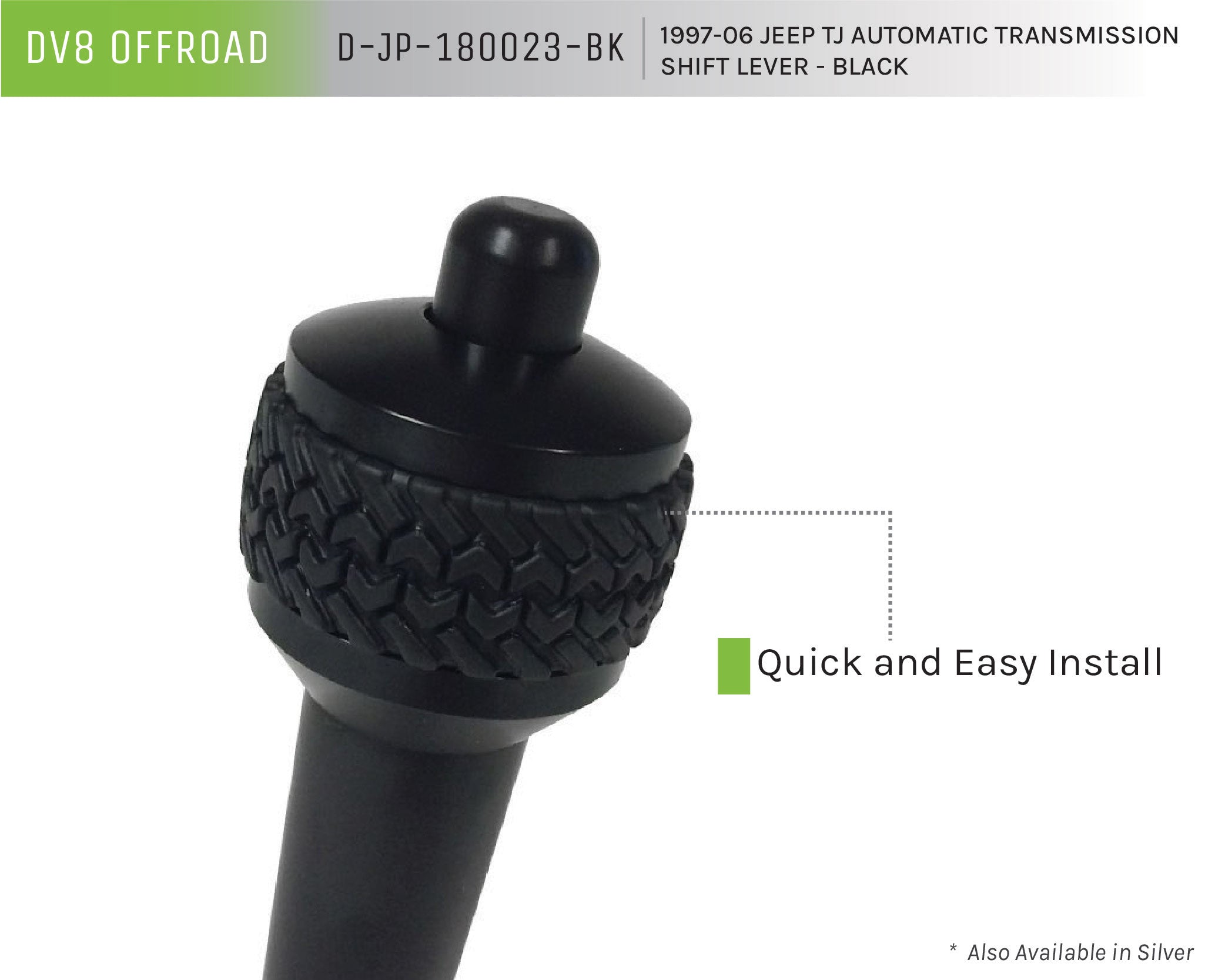 97-06 Jeep TJ Auto Trans Shift Lever; Black - Apollo Off-Road