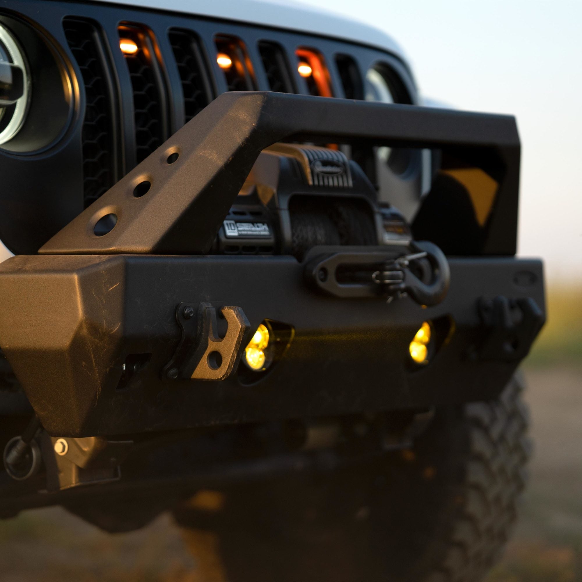 KC Flex Era 3 LED DM SAE Fog 2- Light Master Kit 10-24 Jeep JK JL JT Winch Bumper KC HiLiTES