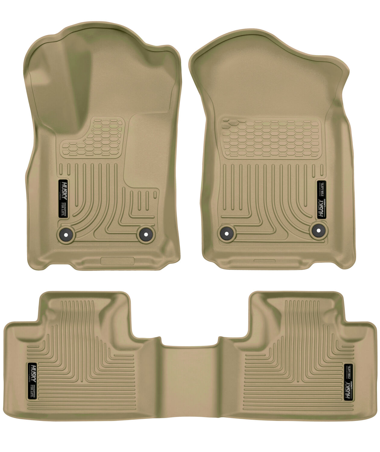 Weatherbeater Front & 2nd Seat Floor Liners For 2016-2022 Jeep Grand Cherokee 2016-2026 Dodge Durango Tan Husky Liners