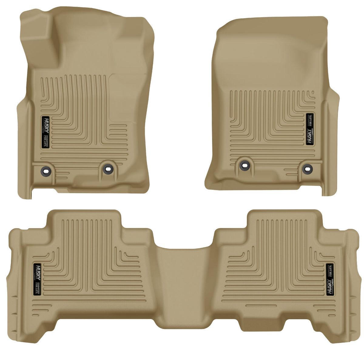 Weatherbeater Front & 2nd Seat Floor Liners For 2013-2024 4Runner/GX460 Tan Husky Liners