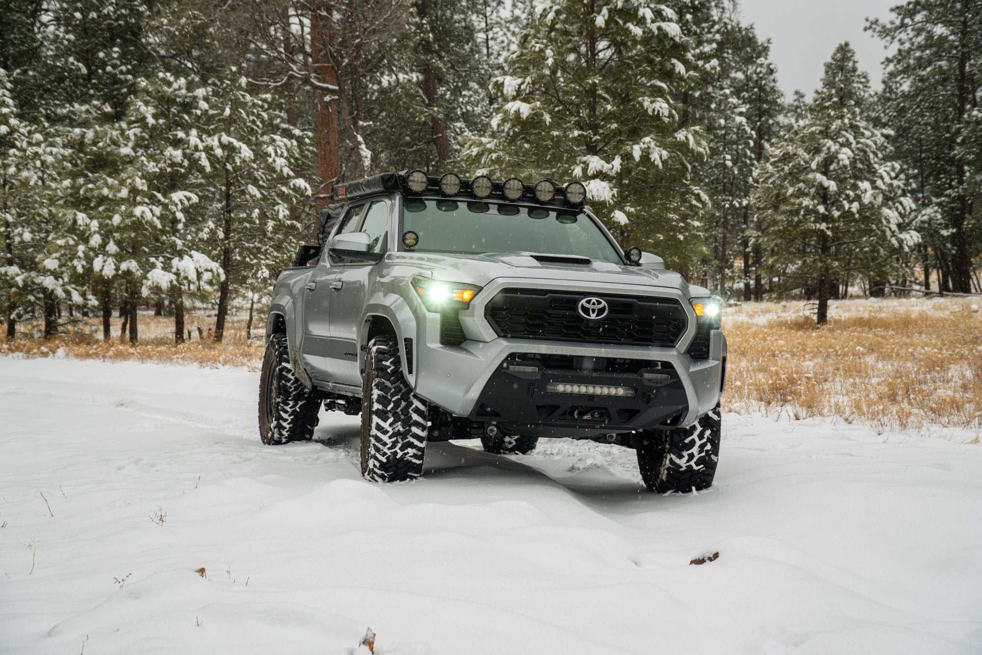 2024+ Toyota Tacoma Roof Rack Rigid Industries Round Light Mount Rago Fabrication