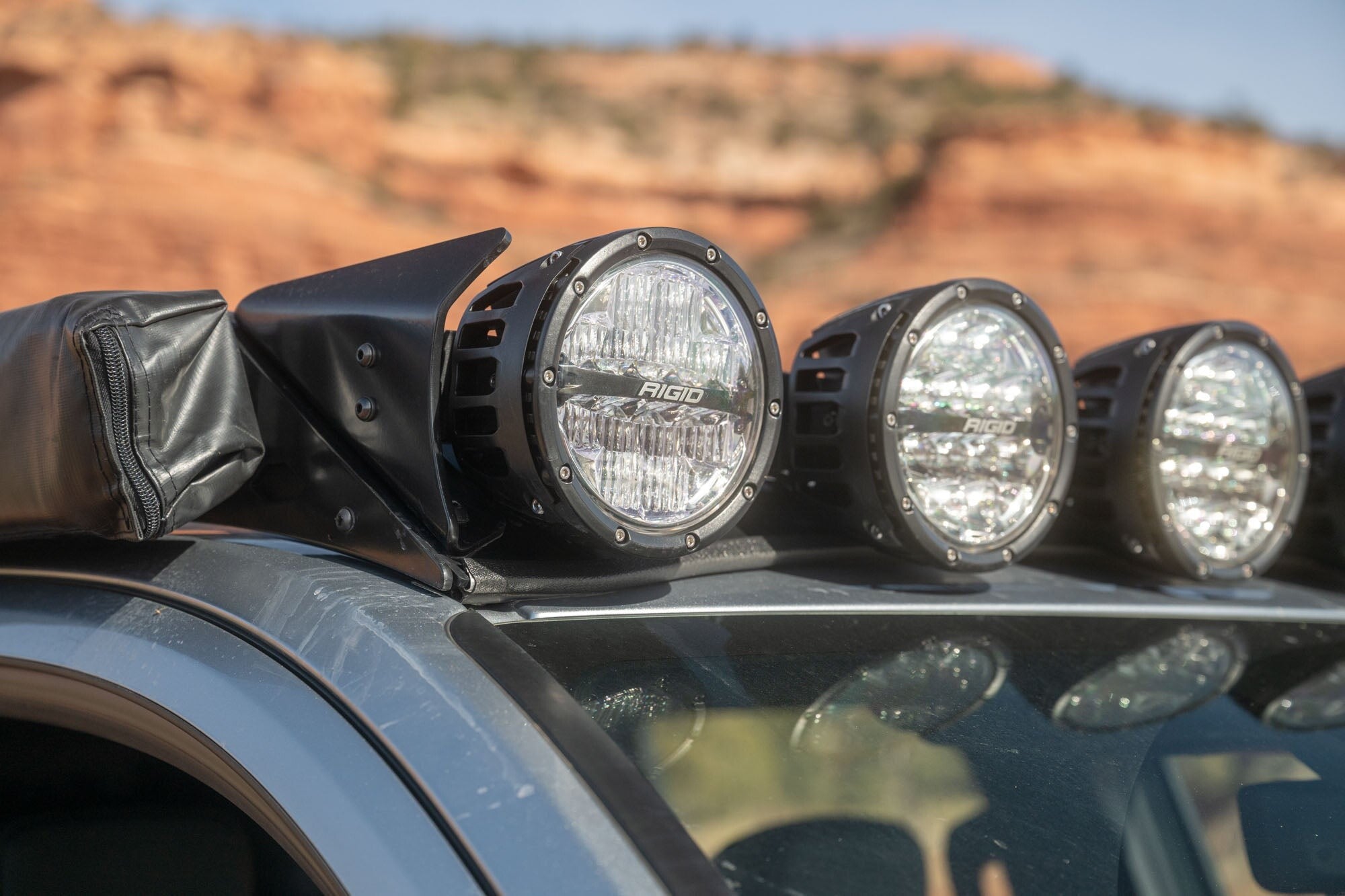 2024+ Toyota Tacoma Roof Rack Rigid Industries Round Light Mount Rago Fabrication