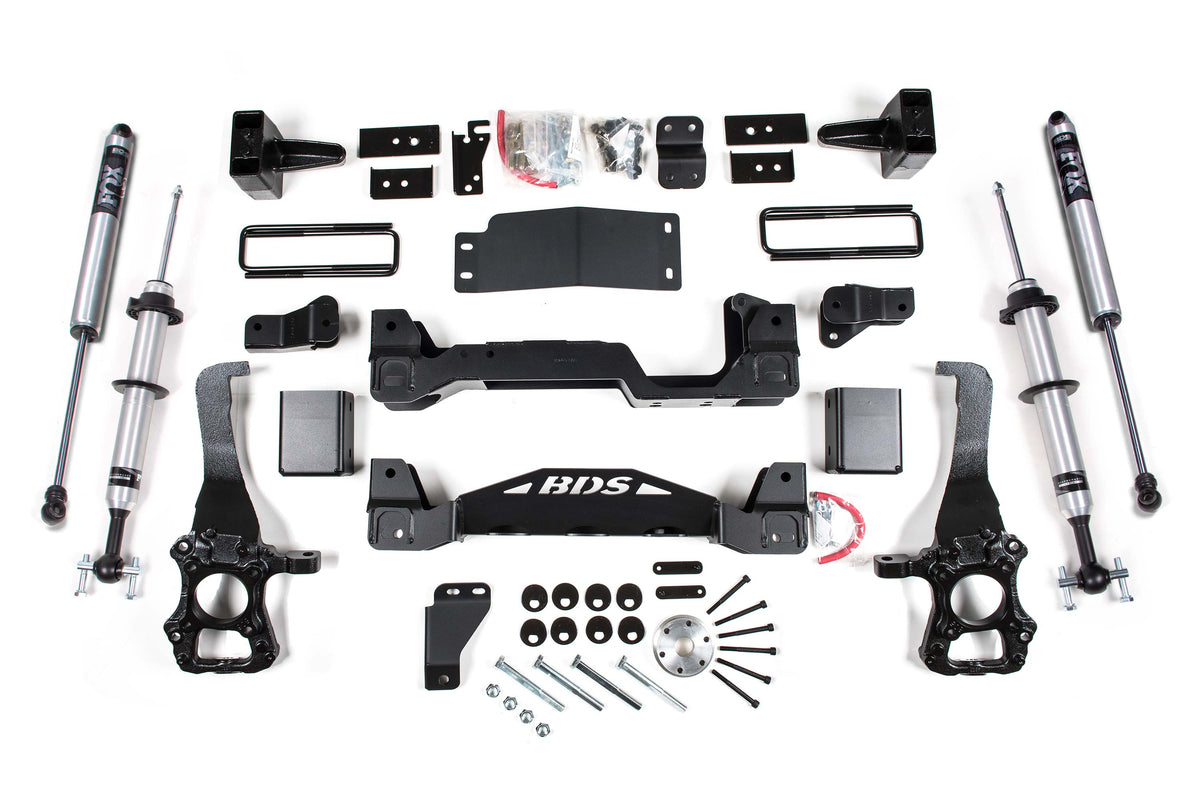 6 Inch Lift Kit FOX 2.0 Internal Floating Piston Strut Ford F150 15-20 4WD - 4 Inch Block Kit