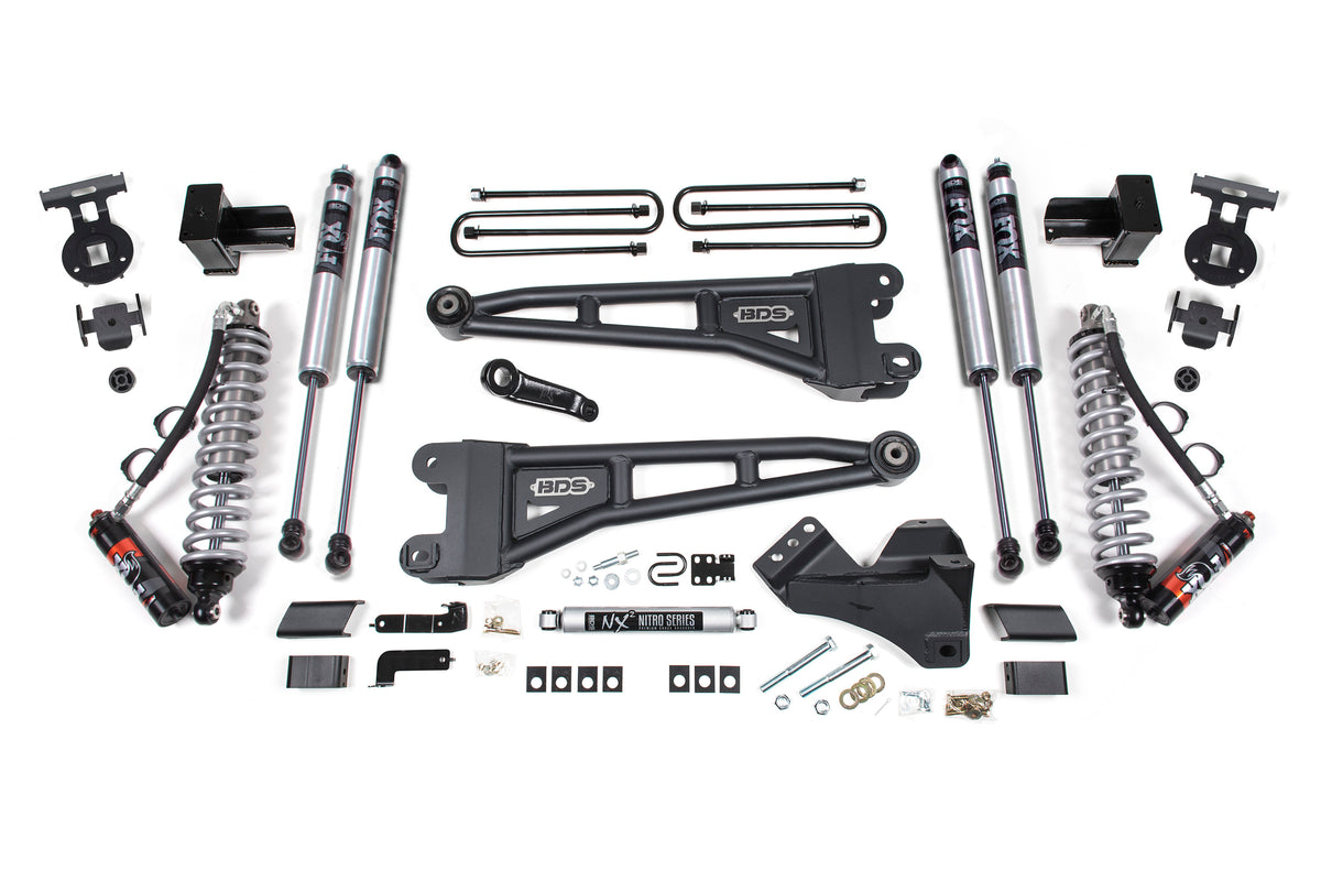 4 Inch Lift Kit w/ Radius Arm Conversion Ford F250/F350 Super Duty 17-19 4WD Diesel - 5 Inch Block With 2 and 3 Leaf Main / FOX 2.0 Performance Series