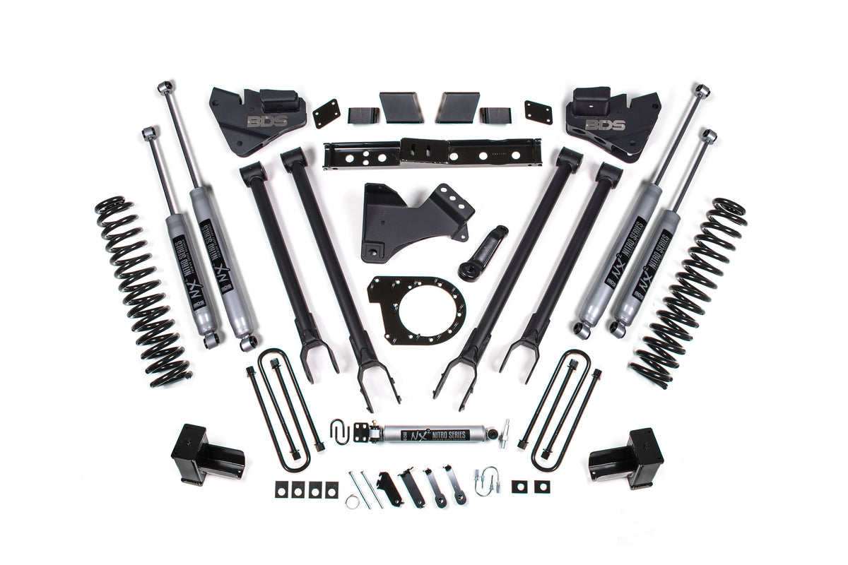 6 Inch Lift Kit 4-Link Conversion Ford F250/F350 Super Duty 17-19 4WD Diesel - Leaf Springs / NX2 Nitro Series