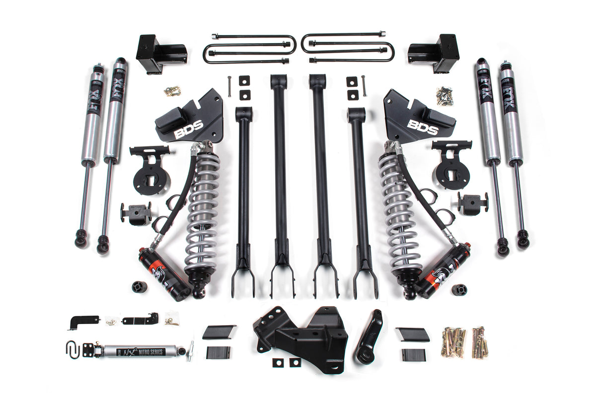 4 Inch Lift Kit w/ 4-Link Conversion Ford F250/F350 Super Duty 17-19 4WD Diesel - Leaf Springs / FOX 2.0 Performance Series