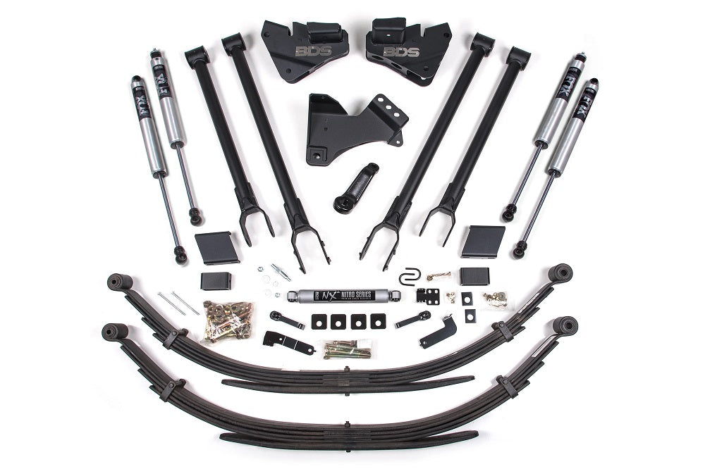 5 Inch Lift Kit w/ 4-Link Ford F250/F350 Super Duty 20-22 4WD Diesel - Leaf Springs / FOX 2.0 Performance Series