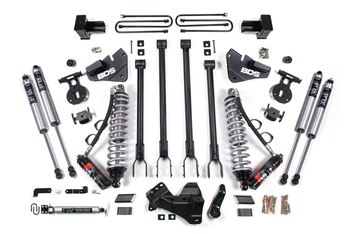17-19 Ford F-350 4WD Dually 4 Inch 4-Link Suspension Lift Kit, 3 Inch Rear, Block, Diesel - FOX 2.0 Performance Series