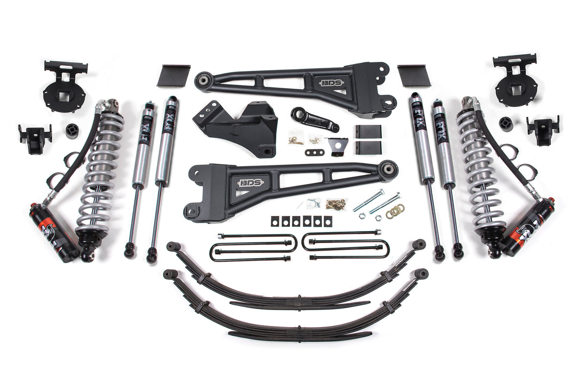 6 Inch Lift Kit w/ Radius Arm FOX 2.5 Performance Elite Coil-Over Conversion Ford F250/F350 Super Duty 11-16 4WD Diesel - Factory 3 Inch Rear Blocks