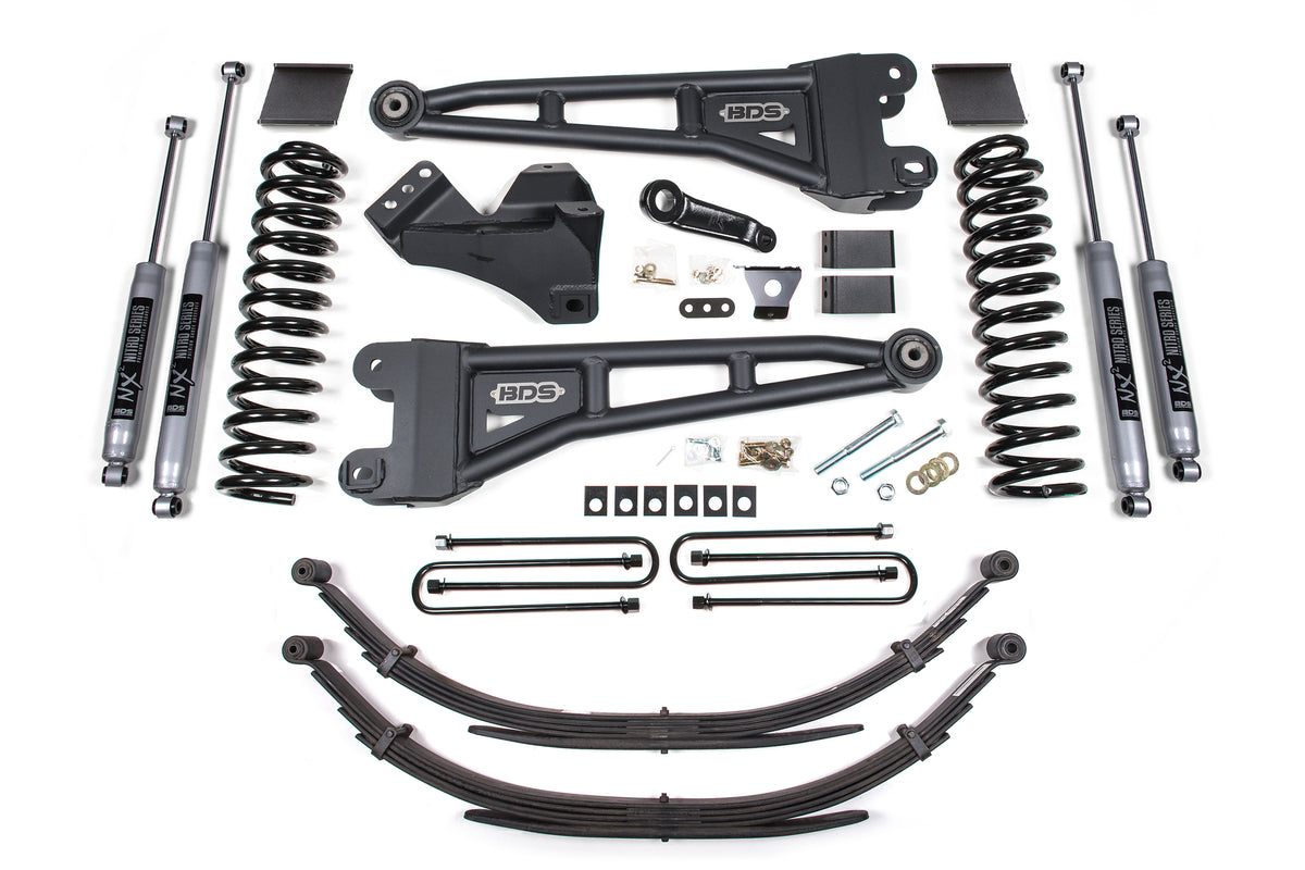 6 Inch Lift Kit w/ Radius Arm Ford F250/F350 Super Duty 11-16 4WD Diesel - Factory 3 Inch Rear Blocks / FOX 2.0 Performance Series