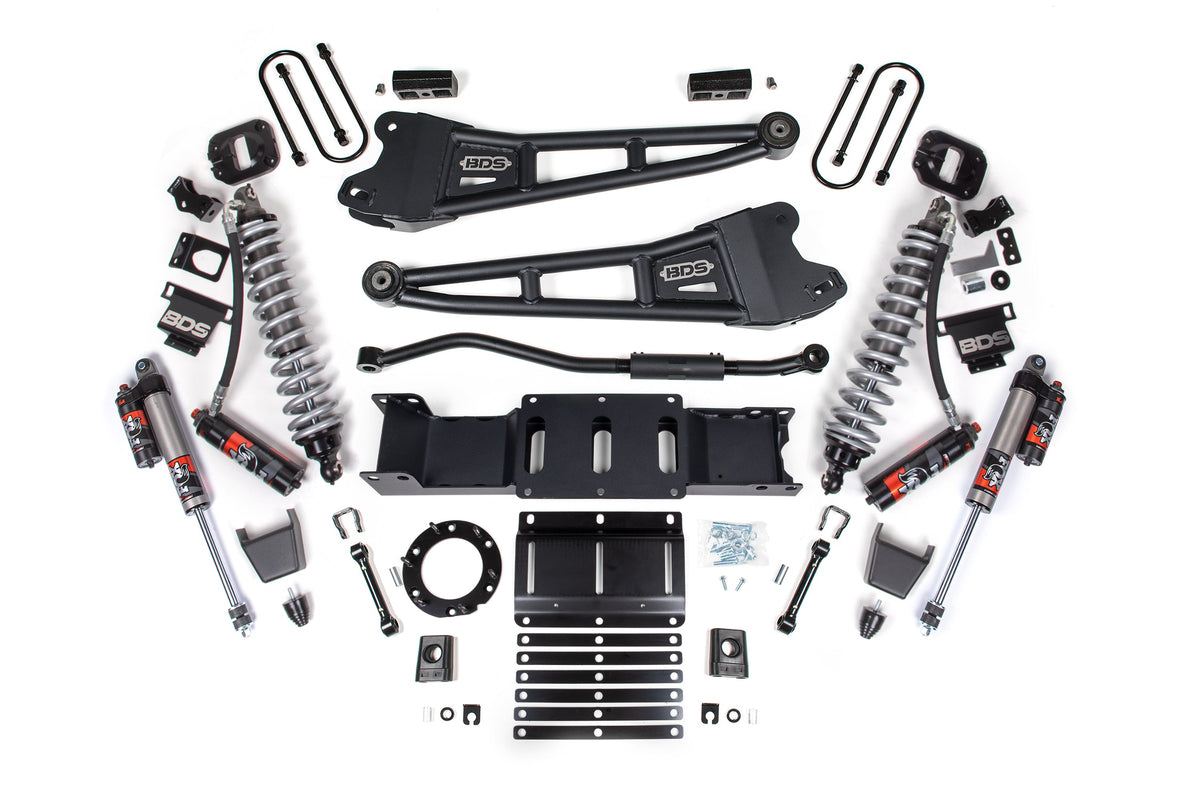 19-25 Ram 3500 4WD 3 Inch Radius Arm Suspension Lift Kit, Fox 2.5 Performance Elite Series C/O Front, Diesel - Rubber Bump Stop / 2 Inch Block With Overload / 6 Bolt