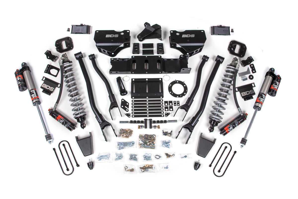 19-24 Ram 3500 4WD 4 Inch 4-Link Suspension Lift Kit, Fox 2.5 Performance Elite Series C/O Front, Diesel - Rubber Bump Stop / 2 Inch Block Without Overload / 6 Bolt