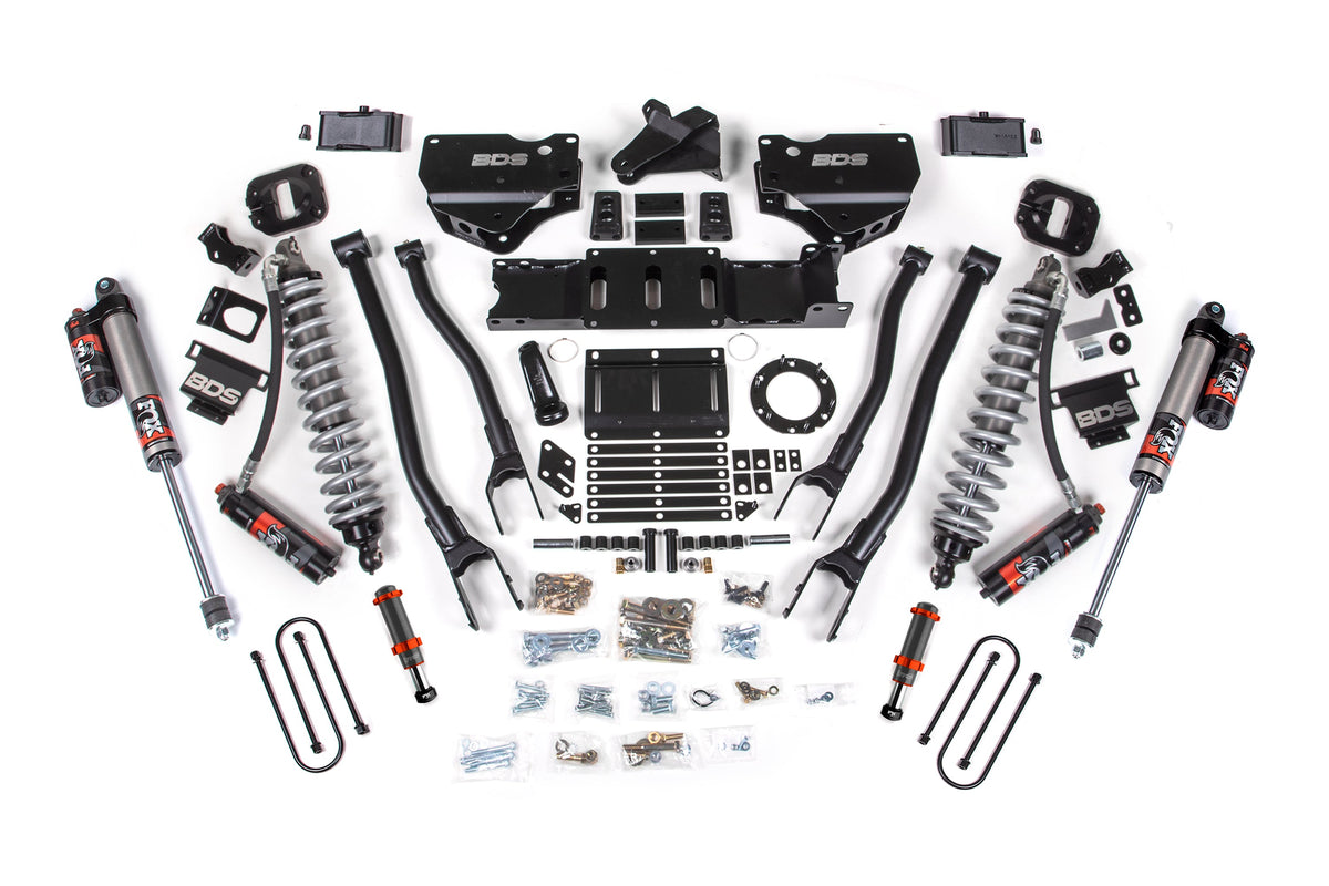 19-24 Ram 3500 4WD 4 Inch 4-Link Suspension Lift Kit, Fox 2.5 Performance Elite Series C/O Front, Diesel - FOX 2.0 Hydro Bump Stop / 2 Inch Block Without Overload / 6 Bolt