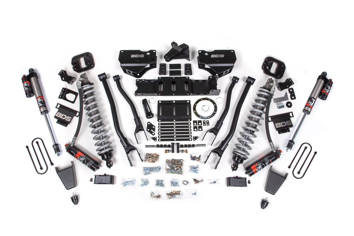 19-24 Ram 3500 4WD 4 Inch 4-Link Suspension Lift Kit, Fox 2.5 Performance Elite Series C/O Front, Diesel - Rubber Bump Stop / 2 Inch Block With Overload / 6 Bolt