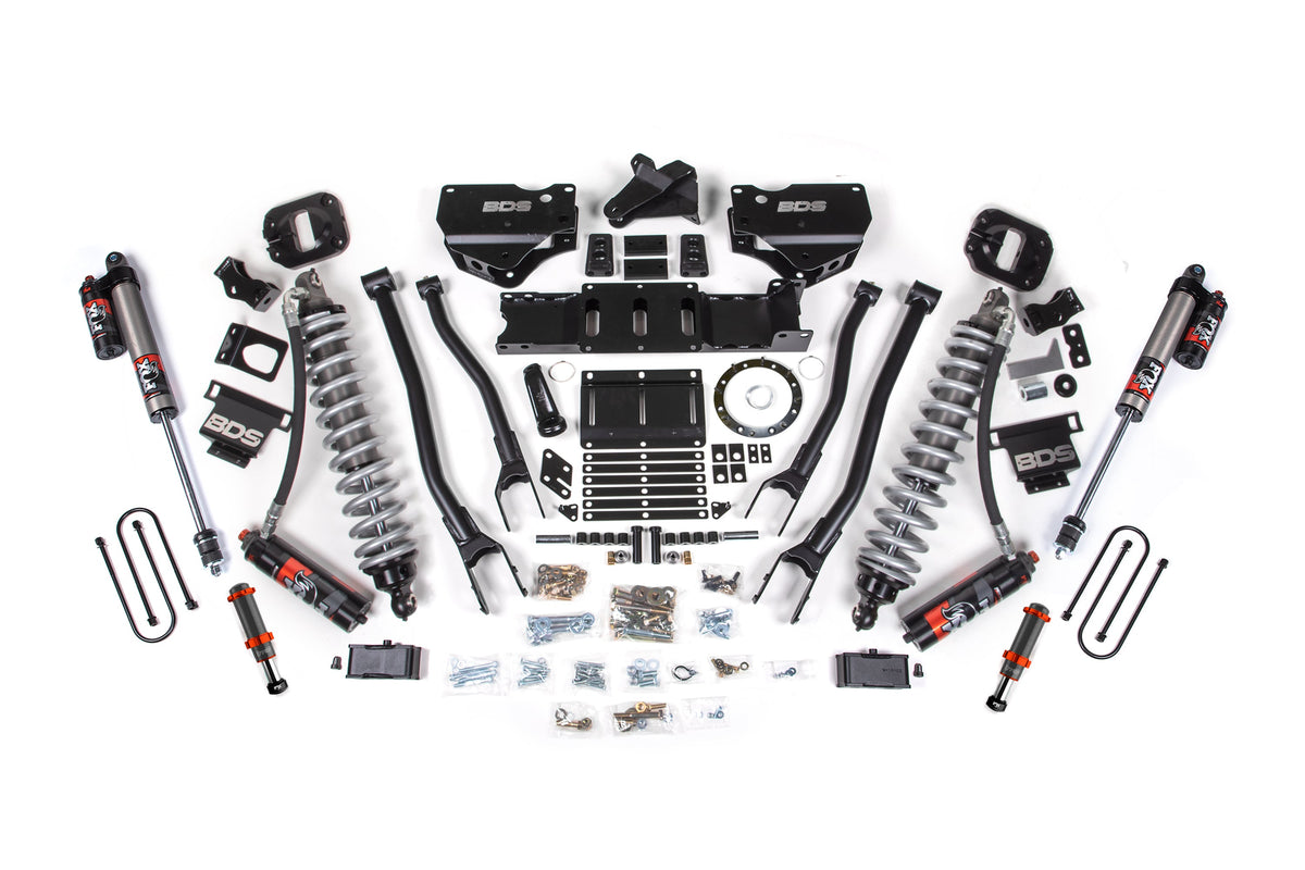 19-24 Ram 3500 4WD 4 Inch 4-Link Suspension Lift Kit, Fox 2.5 Performance Elite Series C/O Front, Diesel - FOX 2.0 Hydro Bump Stop / 2 Inch Block With Overload / 6 Bolt