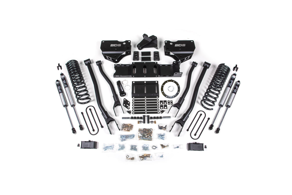 4 Inch Lift Kit w/ 4-Link Ram 3500 19-24 4WD Diesel - With Factory Rear Overload Leaf / 8 Bolt / FOX 2.5 Performance Elite