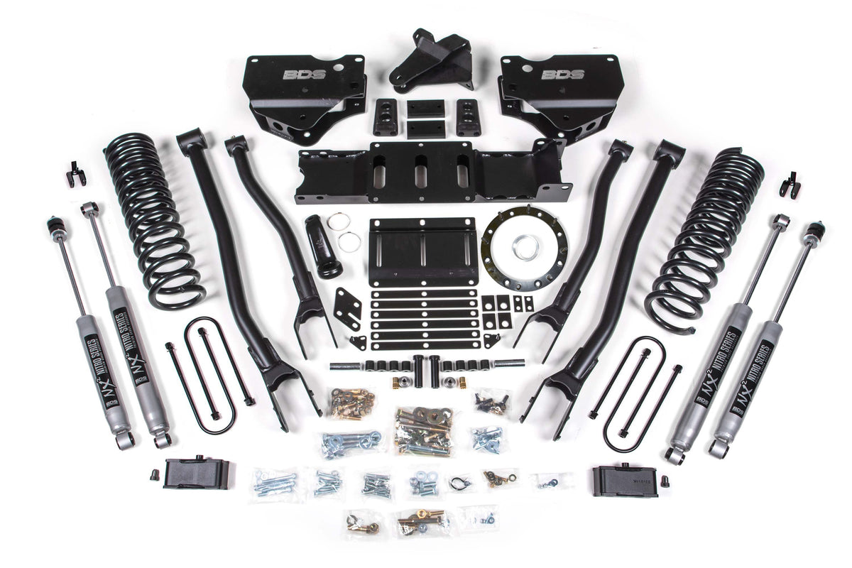 4 Inch Lift Kit w/ 4-Link Ram 3500 19-24 4WD Diesel - With Factory Rear Overload Leaf / 8 Bolt / FOX 2.0 Performance Series