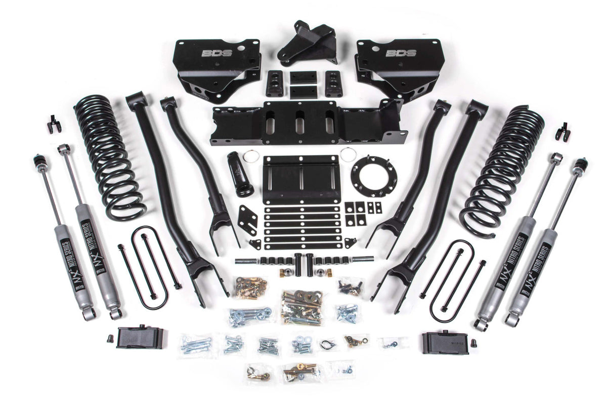 4 Inch Lift Kit w/ 4-Link Ram 3500 19-23 4WD Gas - With Factory Rear Overload Leaf / FOX 2.0 Performance Series