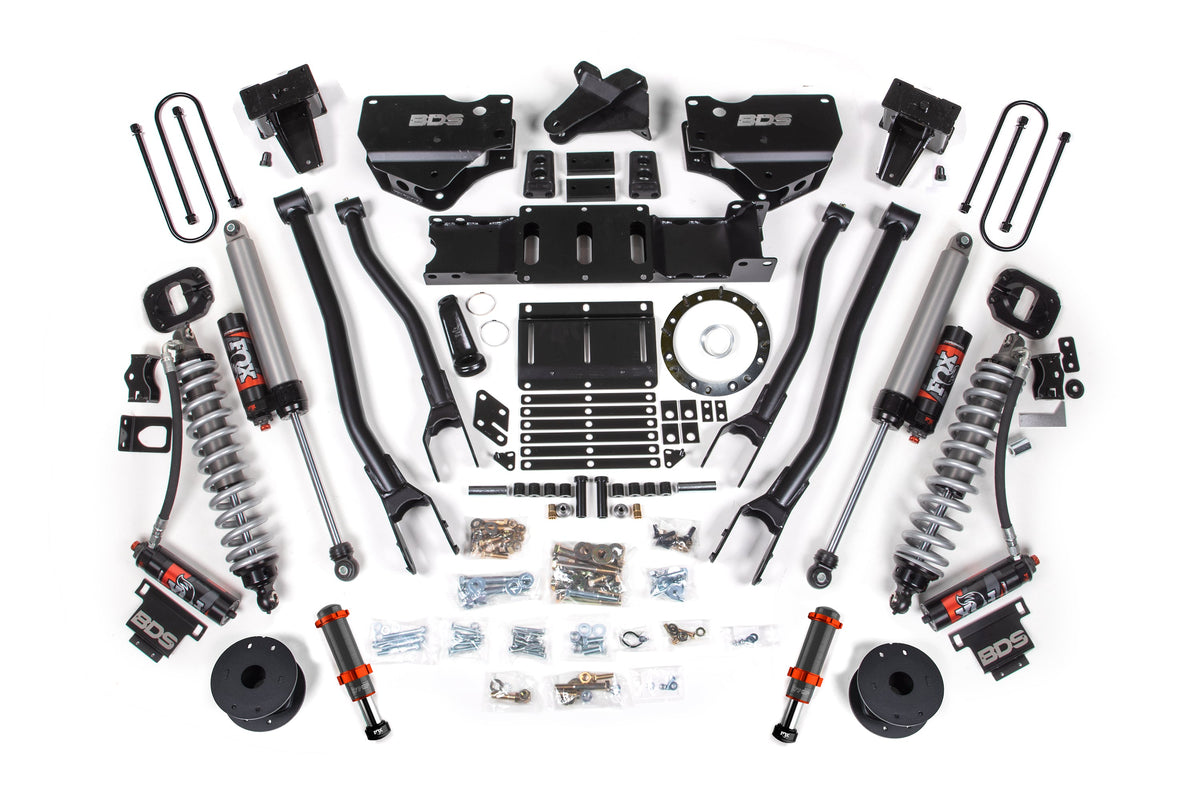 19-24 Ram 3500 4WD 6 Inch 4-Link Suspension Lift Kit, Fox 2.5 Performance Elite Series C/O Front, Diesel - FOX 2.0 Hydro Bump Stop / 5 Inch Block With Overload / 6 Bolt