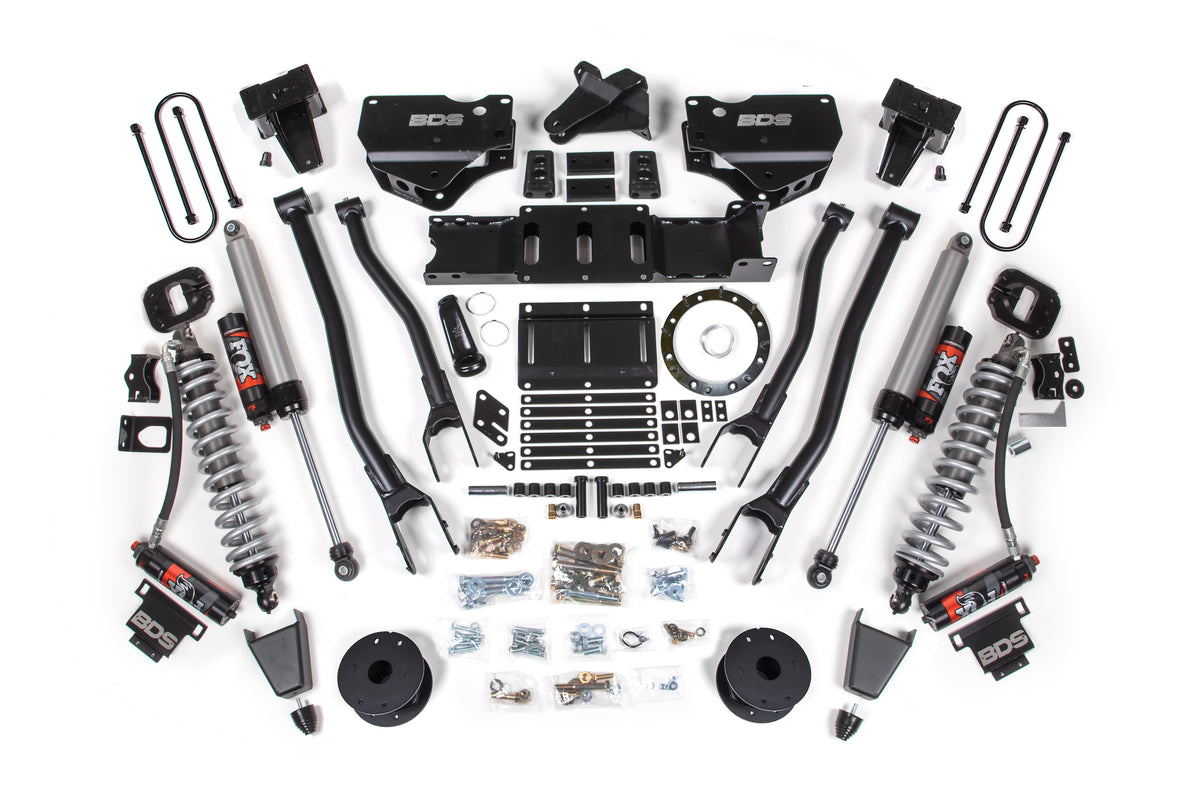 19-24 Ram 3500 4WD 6 Inch 4-Link Suspension Lift Kit, Fox 2.5 Performance Elite Series C/O Front, Diesel - Rubber Bump Stop / 5 Inch Block With Overload / 8 Bolt
