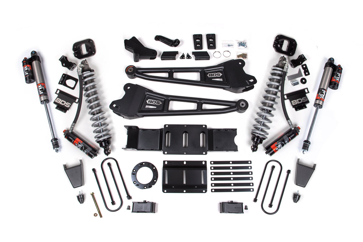 19-24 Ram 3500 4WD 4 Inch Radius Arm Suspension Lift Kit, Fox 2.5 Performance Elite Series C/O Front, Diesel - Rubber Bump Stop / 2 Inch Block Without Overload / 6 Bolt