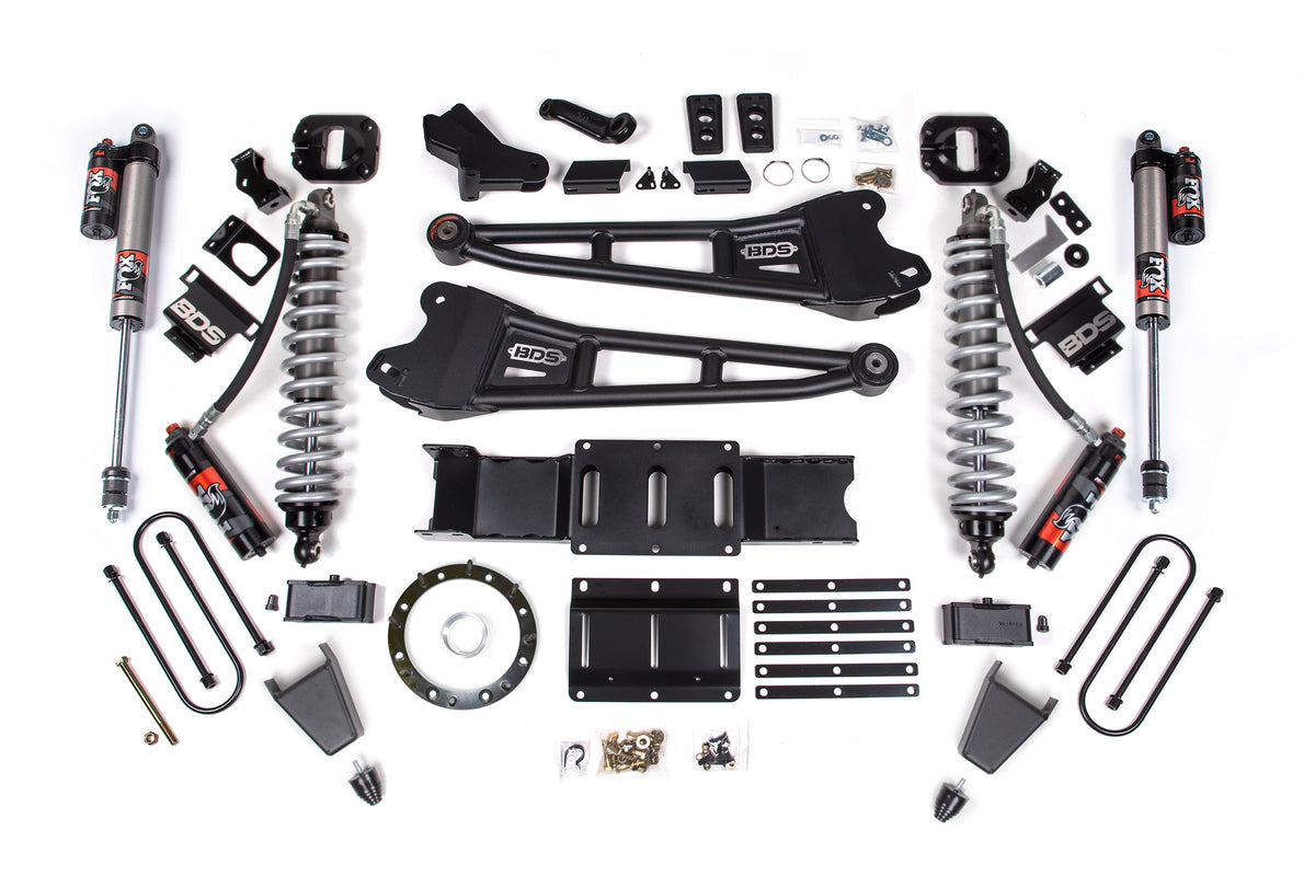 19-24 Ram 3500 4WD 4 Inch Radius Arm Suspension Lift Kit, Fox 2.5 Performance Elite Series C/O Front, Diesel - Rubber Bump Stop / 2 Inch Block With Overload / 6 Bolt