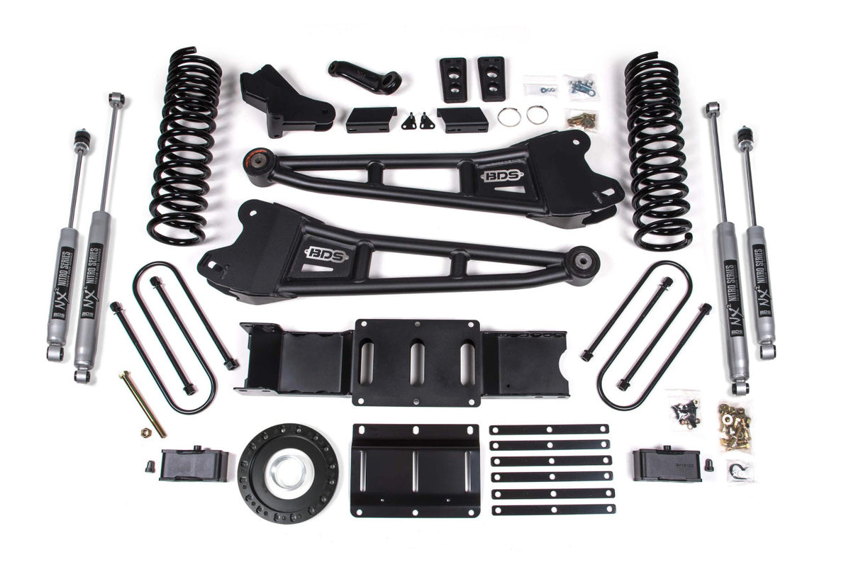 4 Inch Lift Kit w/ Radius Arm 2 Inch Rear Block Ram 3500 19-24 4WD Diesel - With Factory Rear Overload Leaf / 8 Bolt / FOX 2.0 Performance Series