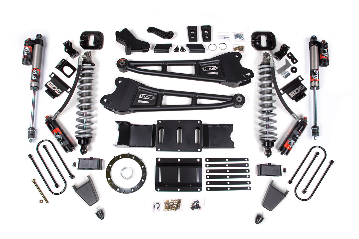 19-24 Ram 3500 4WD 4 Inch Radius Arm Suspension Lift Kit, Fox 2.5 Performance Elite Series C/O Front, Diesel - Rubber Bump Stop / 2 Inch Block With Overload / 8 Bolt