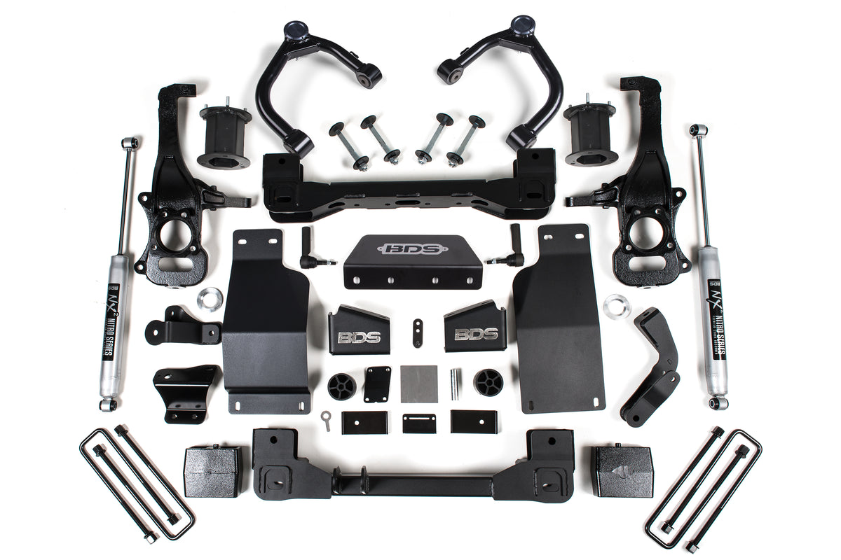 6 Inch Lift Kit Chevy Silverado or GMC Sierra 1500 19-26 4WD Diesel - FOX 2.0 Performance Series / Strut Spacer